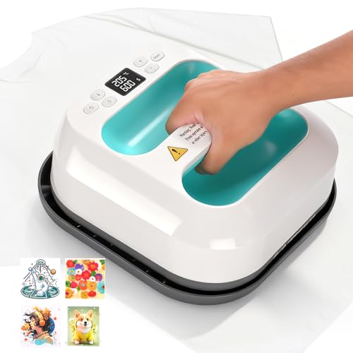 Nexalite Presse a Chaud Textile: (9x9inch) Presse à Chaud Portable avec Minuterie et Contrôle de la Température (85-205°C), pour T-shirts, Coussins, Sacs...