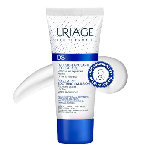 Uriage DS Regulating Soothing Face, Body & Hair Emulsion 40ml - Reduces Scales, Irritations, Purifies & Limits Recurrence - Light Moisturizing Emulsion With Glycerin & Shea Butter - Fragrance-Free