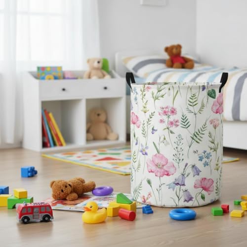 Image of Baby Laundry Hamper kids laundry Basket Waterproof Laundry Bag for Bedroom Clothes Organizer Room Decor(Pink Flower)