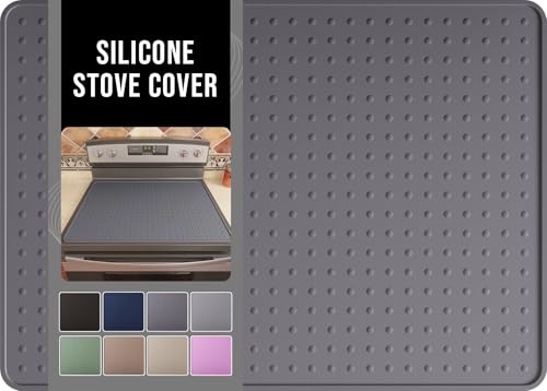 Bampanda Silicone Stove Top Cover for Electric Stove Glass Stove Top Protector Stovetop Cover Mat for Cooktop Flat Range Cover Oven Top Protector Coffee Bar Mat 28 x 20 in Gray