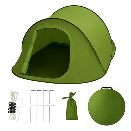 Bolan Home Pop Up Zelt für 1 Person / 2 Personen - Wasserdichtes Campingzelt - 2 Mann Campingzelt - Strandzelt Trekkingzelt Festivalzelt Angelzelt - Kleines Packmaß - Schneller Aufbau Green Zel 1/2 Personen Zelt