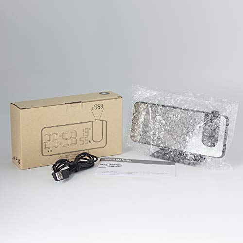 Aozbz Projection Alarm Clock, Mirror Led Digital Alarm Clock With Usb Charging Port, Projection Alarm Clock With 7.4 Screen Fm, 12/24H, Snooze, 3 Levels Of Brightness,Hygrometer Thermometer #TOP4