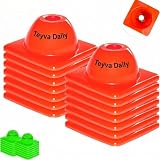 Teyva Daily 2' (15, 30 Pcs) Heavy Duty Agility Training Cones for Sports Agility Cones Outdoor Games Mini Flexible PVC Cone for Coaching Soccer Basketball Drills Bike Motorcycle(15 Pcs,Orange)