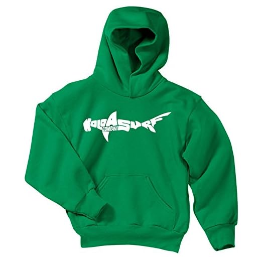 Koloa Shark Logo Youth Soft and Cozy Hoodies Size XS-Kelly Green