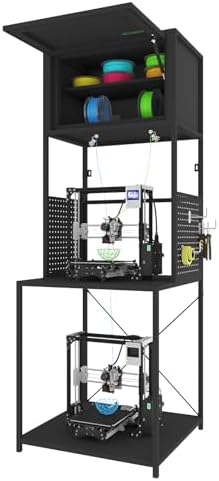RJOKMT 3D Printer Stand with Humidity-Proof Filament Storage| 3-Tier All-in-One Organizer with Tool Mounts, Dual Spool Holders | Compatible with Most 3D Printers