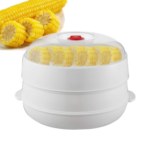Huvqianu - Cocina de vapor para microondas con tapa y bandeja,Olla de vapor para verduras de cocina | Contenedor de calentamiento para platos pasta maíz tocino carne patatas