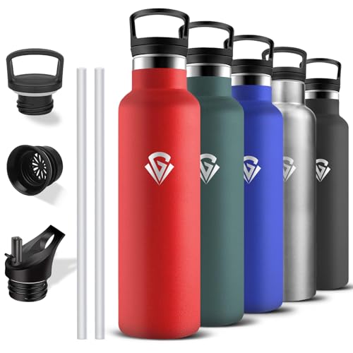 Grsta Botella Agua Acero Inoxidable- 1 litro- Botella Agua, A Prueba de Fugas, Cantimplora Gym, Termo sin Bpa, Mantiene 24H Frio/12H Calor, Cantimplora para Deportiva, Cámping, Senderismo, Gimnasio