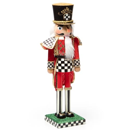 MACKENZIE-CHILDS Decorative Nutcracker Figurine, Wooden Nutcracker Christmas Home Decor, Christmas