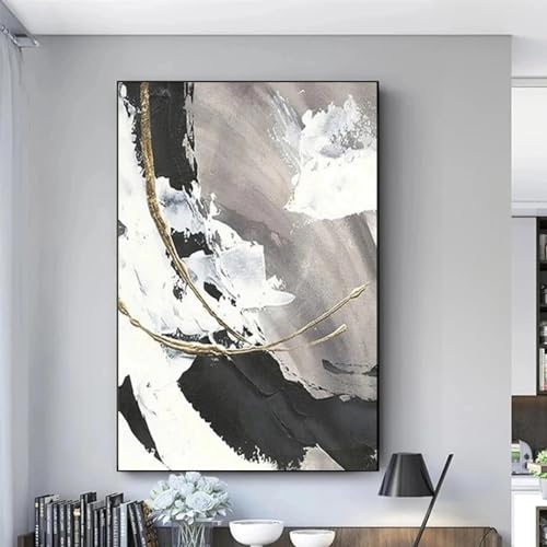 Art mural salon moderne grand tableau noir et blanc avec cadre intérieur