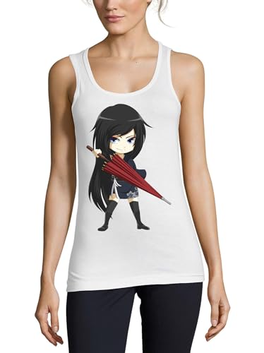 Camiseta sin mangas de algodón Atspauda Anime 39 para mujer en color blanco