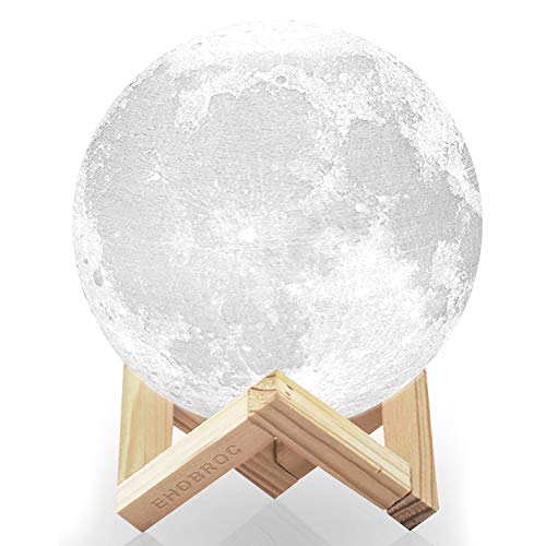 Moon Light, Ehobroc 5.9 Inch 3D Printed Moon Lamp, Glowing Moon Globe Light 3D Moon Lamp Tap Change 3 Colors, Decor Moon Night Light for Bedroom Bedside Children Gifts-New Model