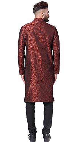 Jompers Men's Silk Kurta Pyjama Set (Maroon_Xxl)