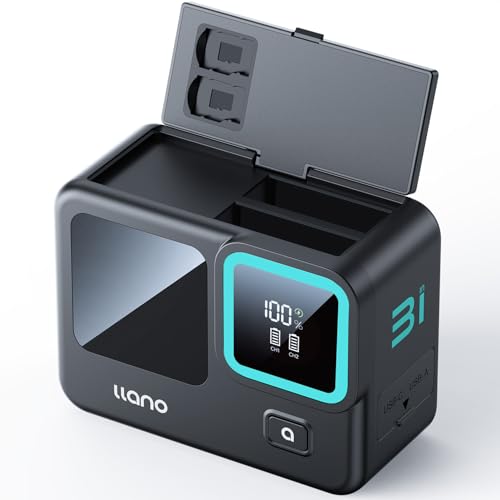 llano 3-in-1 Fast Charger for Insta360 Ace Pro 2, Ace Pro, Ace Action Cameras, PD 30W, 12800mAh Built-in Power Bank, Real-Time Digital Display, Store 2 MicroSD Cards