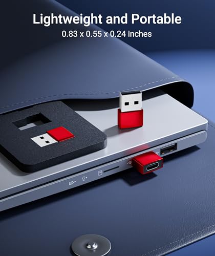Image of Syntech USB C Female to USB A Male Adapter 3 Pack, Type C Charger Cable Power Adapter Compatible with iPad Air 7, iPhone 17 /16 /15 /14 /13 Pro Max, Apple Watch Series 10 /9 /8, Samsung Galaxy S20 etc, Red