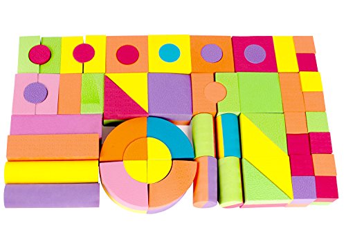 Click N' Play Foam Blocks, Soft Building Blocks And Stacking Block Toy Set For Toddlers| Perfect Bath Toys, 60 Count With Carry Tote | Great Gift For Toddler, Baby, Kids, Boy, And Girl Ages 1-3, 4-8 #TOP2