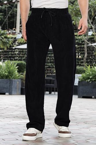 Image of SWADESI STUFF Men's Corduroy Trousers | Mid-Rise Relaxed Fit | Cotton Blend Joggers with Flexi Waistband
