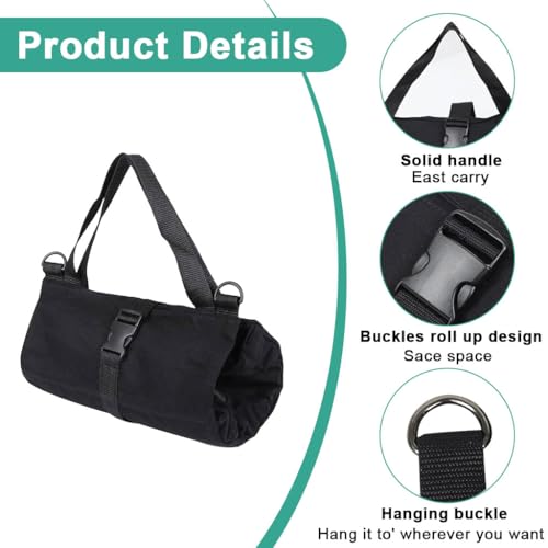 Image of STHIRA 5-in-1 Tools Bag, Tool Organizer Bag, Portable Roll-Up Canvas Tool Storage with Handle, Built-In 5 Zipper Pouches, Heavy Duty Compact Tool Roll for Wrenches, 48x28cm