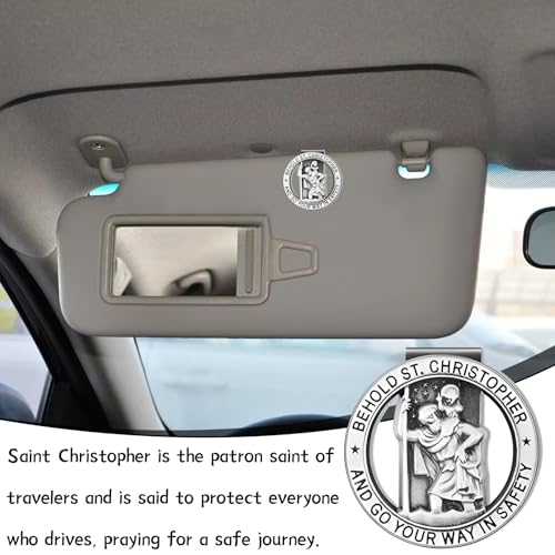 2 Stück Autoplakette christopherus,Christopher Medaille für Auto,Auto Saint Christopher Visierclip,Christopherus Auto,Heiliger Christophorus Auto,Heiliger christophorus für Autofahrer & Reisende