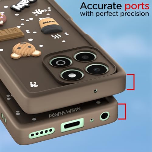 Image of Pikkme Back Cover for Honor X6b | Cute Fun Cartoon 3D Bear Silicone Full Body Protection Bumper Case (Brown)