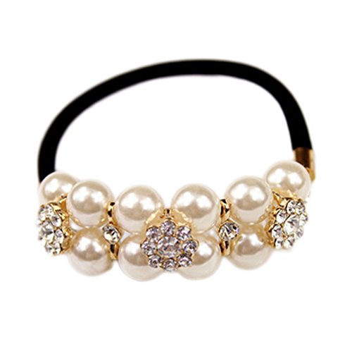 Elastics Ponytail Holder Hair Ties - CINRA White Pearl Hair Rope Headband All-match Ponytail Holder Hair Ring Elastic Rubber Band Headwear Appeal Hair Tie Hair Beauty Headdress Hair Accessories