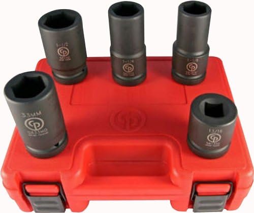 Chicago Pneumatic SS8205WS - 1 Inch Square Drive, Wheel Service SAE & Metric, 6 Point, Impact Socket Set (5 PCS)