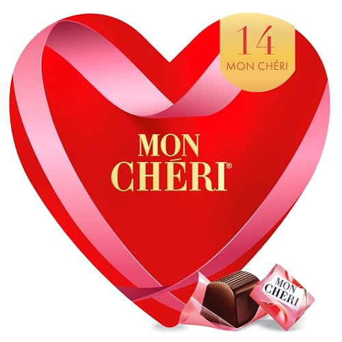 Ferrero Mon Chéri Herz – Pralinen-Geschenk zum Valentinstag für Sie & Ihn – Knackige Schokolade, fruchtiger Likör und aromatische Kirsche – Zum Valentinstag, Muttertag & Ostern – 1 Packung à 147 g