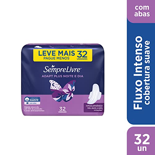 Sempre Livre Absorvente Externo Noturno Plus Noite e Dia Suave 32un Embalagem pode variar