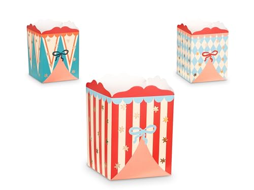 PartyDeco - 6 BOITES Snacks Carton Cirque CHAPITEAU 8X11.5X8CM