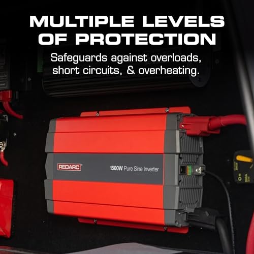 Image of REDARC 2000W Pure Sine Wave Inverter, 12V DC to 110 / 120V AC Power Converter, Portable Power Inverter, Connects to Car Battery System, Adapter for Camper, RV, Truck, Off-Grid Camping