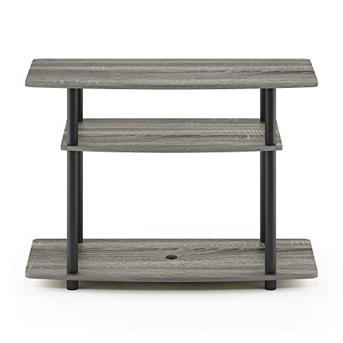 Furinno Turn-N-Tube No Tools 3-Tier TV Stand, French Oak Grey/Black