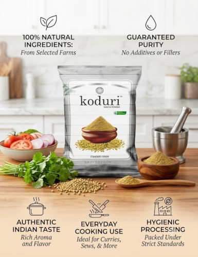 Image of KODURI Coriander Powder & Pickle Chilli Powder Combo | Dhaniya and Aachar Mirch Powder | Dhania & Pachadi Kaaram | Finely Ground Spices - No Added Flavours, Colors or Preservatives - 1000 gm