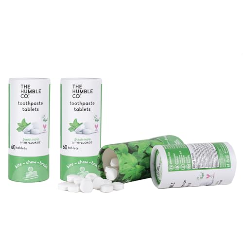 The Humble Co. Mint Toothpaste Tablets, 3 PK Anticavity Fluoride Toothpaste Tablets with All Natural Ingredients