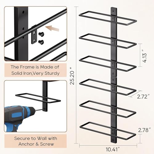 Image of B4Life Wine Rack Wall Mounted 6 Bottles, Metal Hanging Wink Racks for Wall | Collectors, Liquor, Champagne, Under-Stair Walls, Wine Cellars, Decorative Display With Empty Bottles, Home Bar, Cellar