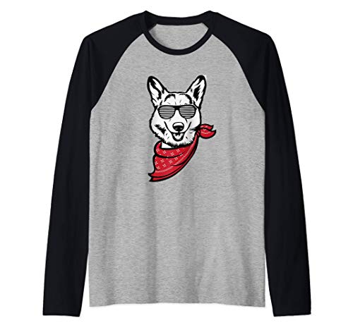 Corgi Face Shutter Glasses Gift Camiseta Manga Raglan