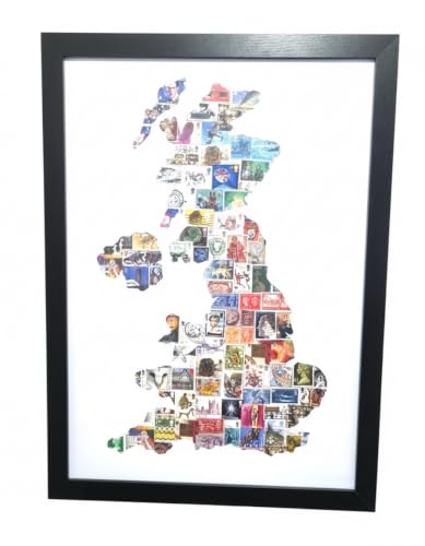 Sellos británicos vintage en póster A3 coleccionable de alta calidad