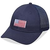 Pop Your Dream Kids American Flag Baseball Cap for Boys Girls Mesh Trucker Hat Summer Adjustable USA Flag Hats Age 3-14 Navy Blue