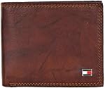 Tommy Hilfiger Men's Passcase Wallet with Multiple Card Slots Novelty Wallets, Tan Huck, One Size