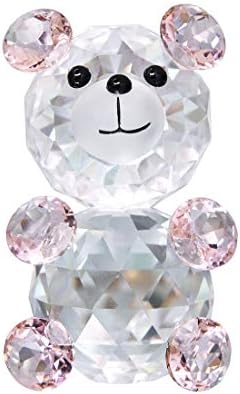 Crystal Bear Figurine,Glass Animal Paperweight Best for Christmas Gifts,Good Luck (Pink Bear)