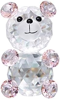 Crystal Bear Figurine,Glass Animal Paperweight Best for Christmas Gifts,Good Luck (Pink Bear)
