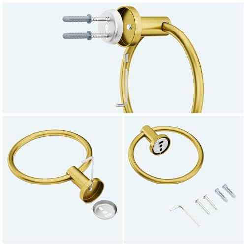 FORIOUS Towel Ring, SUS304 Stainless Steel Hand Towel Holder, Brushed Gold by FORIOUS - Used condition - Image 7