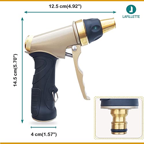 LAFILLETTE Multi Functional Garden Hose Nozzle Sprayer with Full Brass Nozzle Water Spray Nozzle For Lawn, Gardening, Car Washing, Watering Plants(Gold)