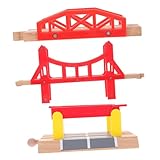 GALPADA 3stücke Holzzug Brücke Spielzeug Eisenbahn Szenengleise Zubehör Für Junge Mädchen Junge Mädchen Mit Zusammenbaubarer Eisenbahnbrücke Modell