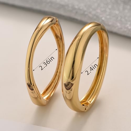 Zhuozatrfa Gold Bangle Bracelets Stack for Women Non Tarnish Stackable Waterproof Thick Trendy 2025 14k Gold Chunky Fashion Cuff Bangles Bracelet Jewelry Set(Style 16) — view 6