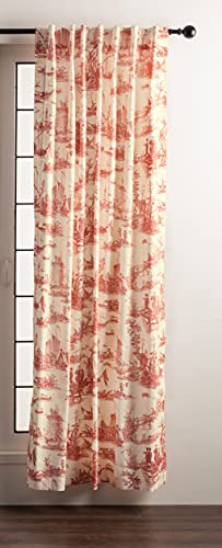Image of Maison d' Hermine Curtains for Living Room 100% Cotton 50 inchx84 inch (Pack of 1) | 84 inches long Light Filtering Toile Curtains for Windows with Rod and Loop Pockets - Calais - Cardinal