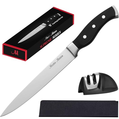 Master Maison 8" Carving Knife Set - German Stainless Steel Kitchen Carving Knife with Dual Sharpener