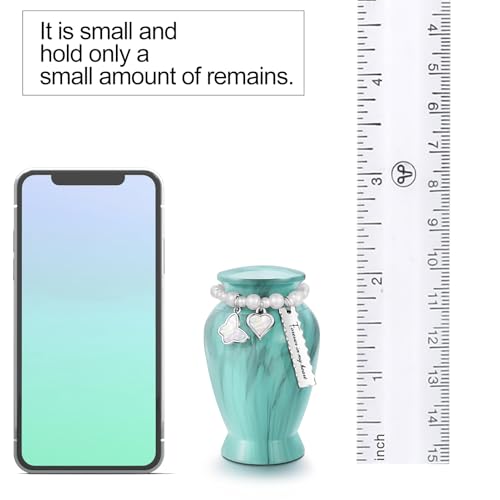 image for Dletay Aluminum Mint Green Mini Cremation Urn for Human Ashes - 2.85 I