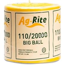 Baling Twine, Poly Propylene 110 Pound Knot Strength and 20,000 Foot Length, Single Spool, Crop Baling, Commercial Bundling Yellow