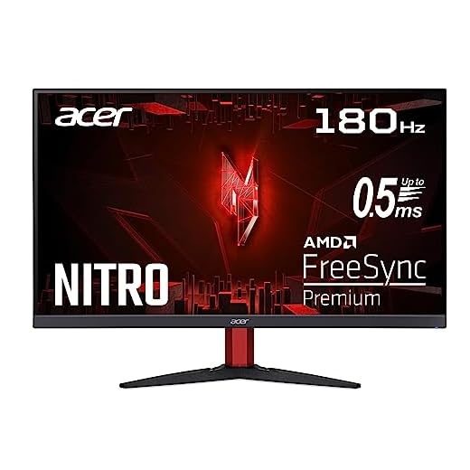 Acer Nitro KG241YS3 Gaming Monitor 23,8 Zoll (60 cm Bildschirm) Full HD, 180Hz, 1ms (VRB), 2xHDMI 2.0, DP 1.2, AMD FreeSync Premium, Schwarz