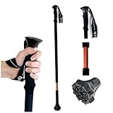 Dynamo Prime 3-in-1 Cane - Vertical Balance-Posture Walking Stick, Trekking Pole With Durable Foam Grip, Hand Tether - Lightweight, Twist Adjustable Hiking Stability Stick - Orange