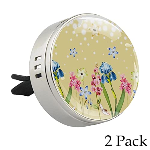 2Pcs Yellow Snowflakes And Flowers Car Aromatherapy Essential Oil Diffuser Locket Magnetic Closure Locket With Vent Clip 4 Refill Pads #TOP7